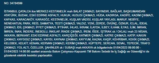 Stanbul Da Elektrik Kesintisi Nisan Cumartesi Elektrik Kesintileri