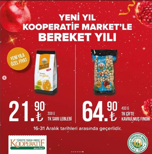 Tarım Kredi Kooperatif Marketleri güncel indirim katalog yılbaşı özel