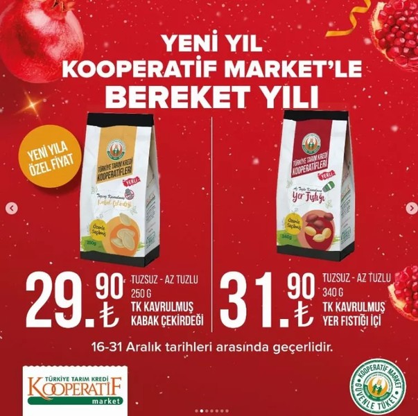 Tarım Kredi Kooperatif Marketleri güncel indirim katalog yılbaşı özel