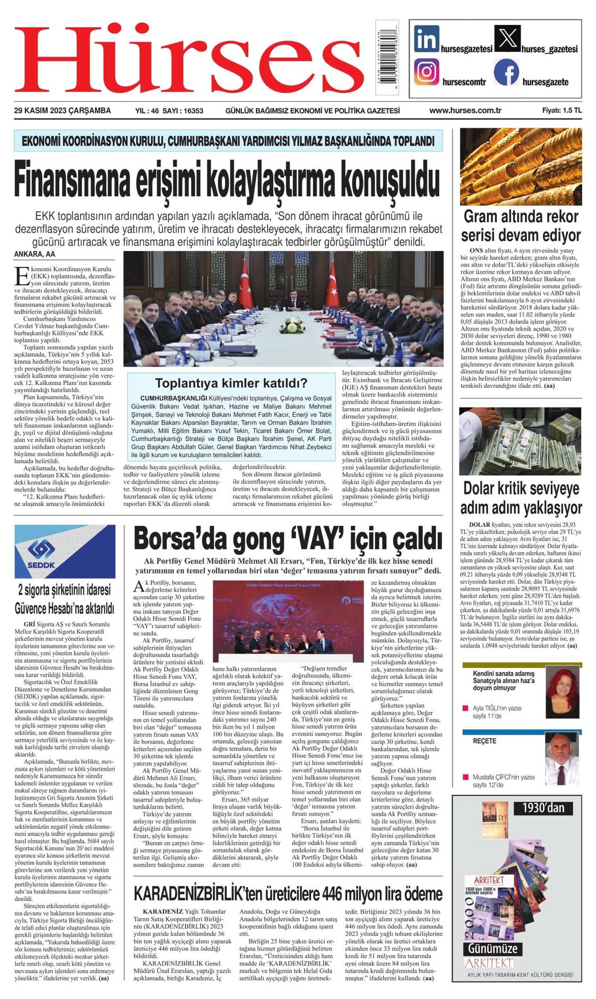 Hürses Gazetesi Manşeti