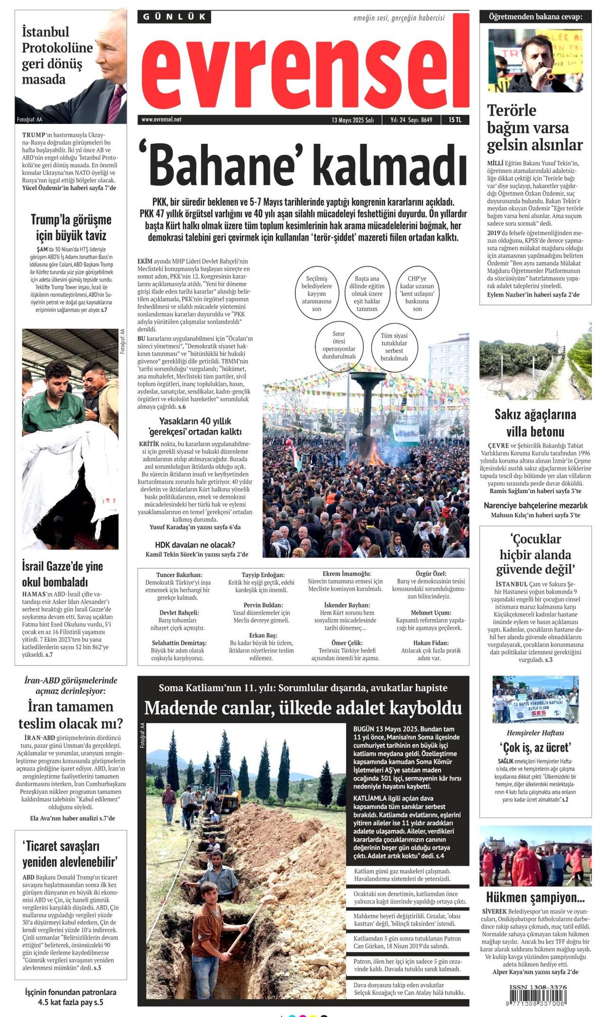 Evrensel Gazetesi Manşeti