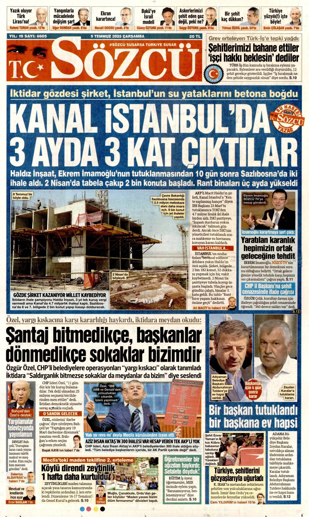 Sözcü Gazetesi Manşeti