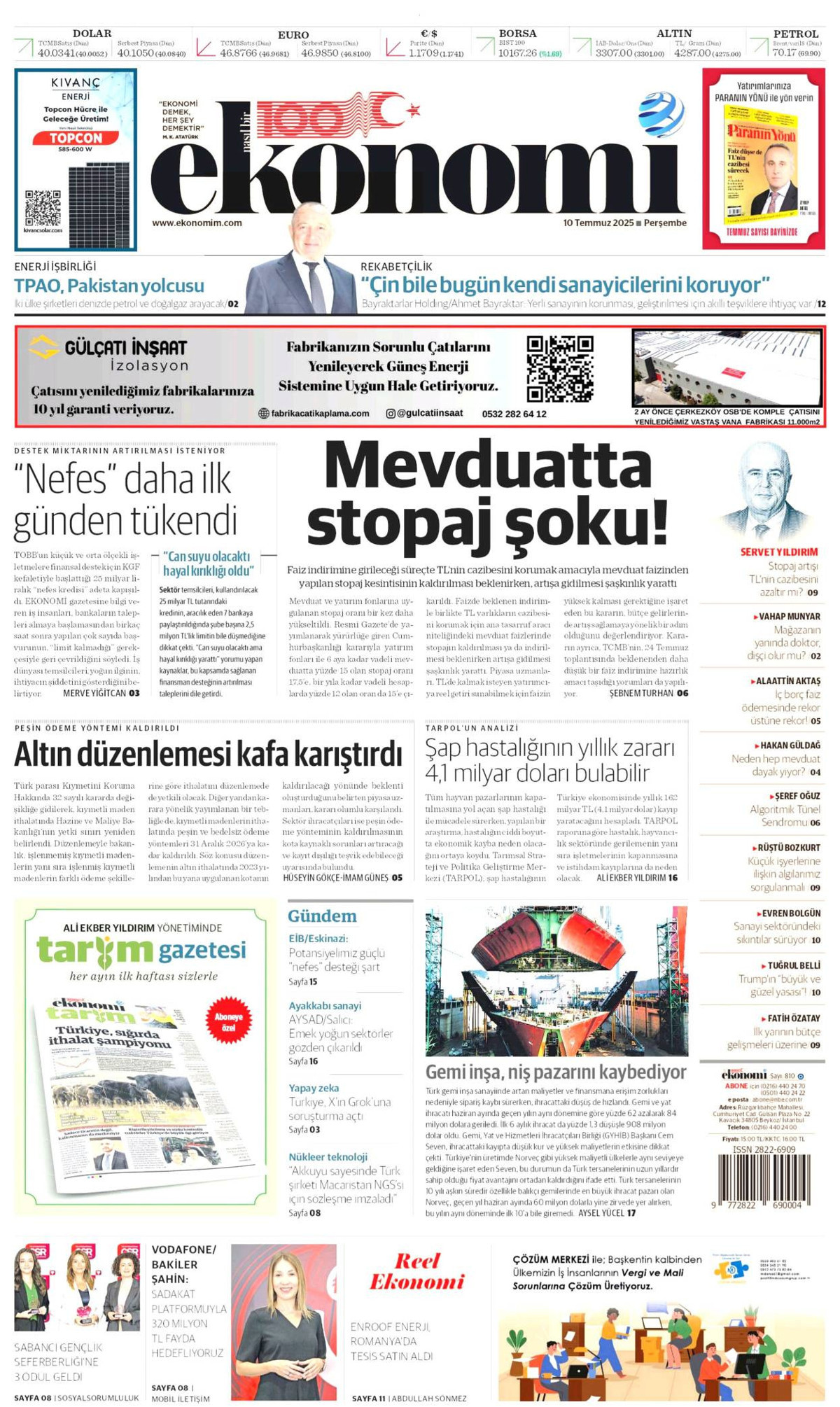 NB Ekonomi Gazetesi Manşeti