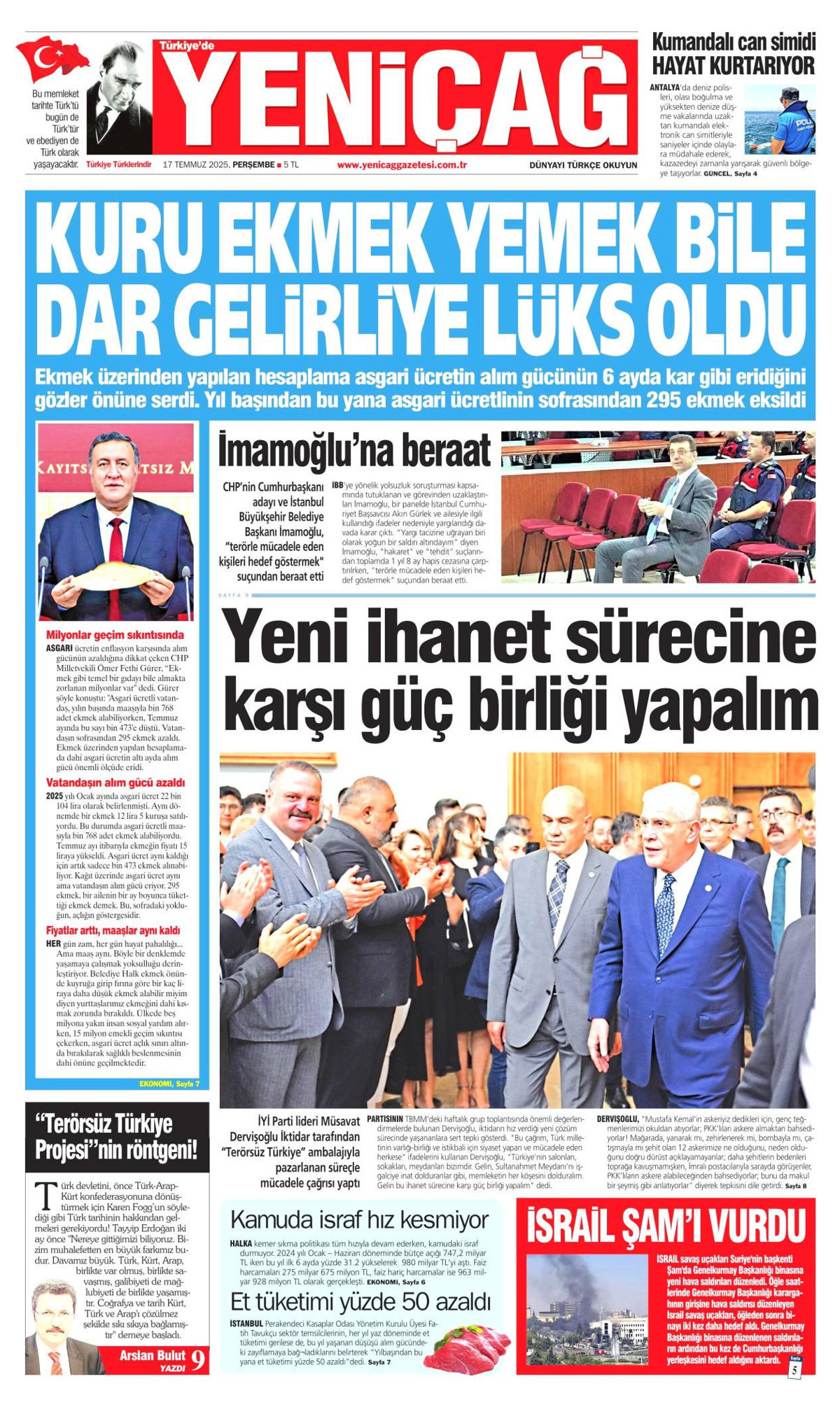 Yeniçağ Gazetesi Manşeti