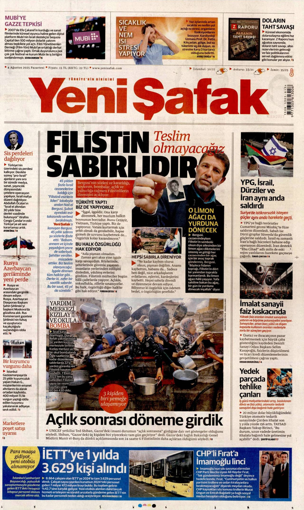 Yeni Şafak Gazetesi Manşeti