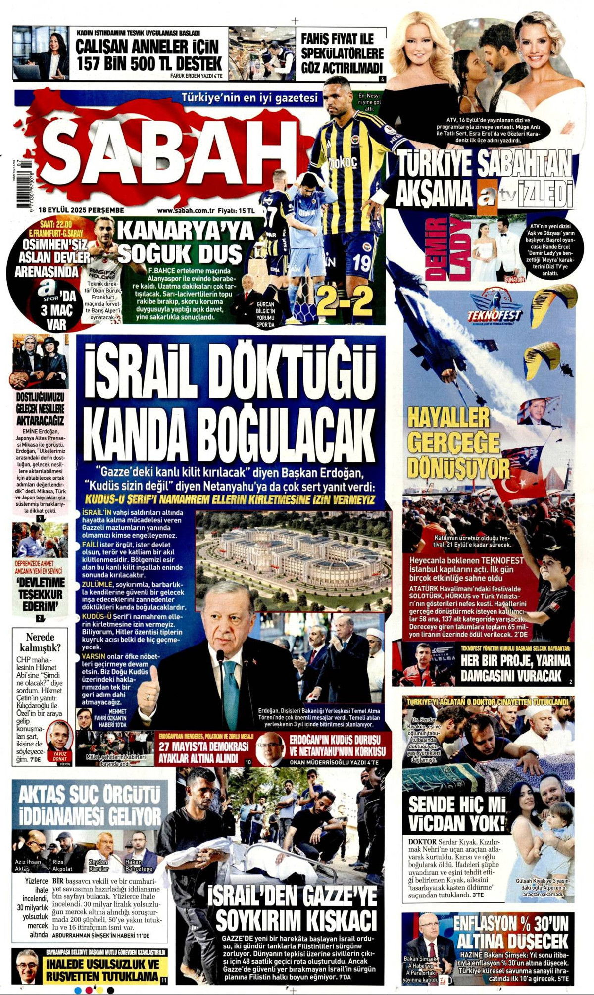 Sabah Gazetesi Birinci Sayfa