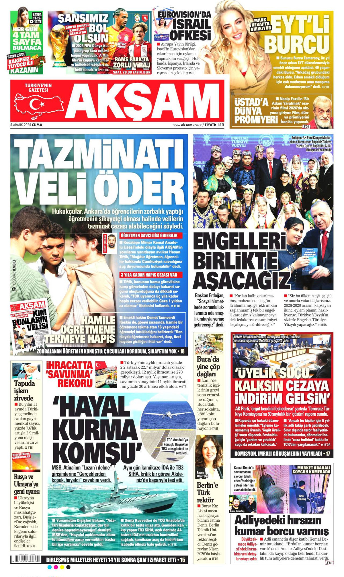 Akşam Gazetesi Manşeti
