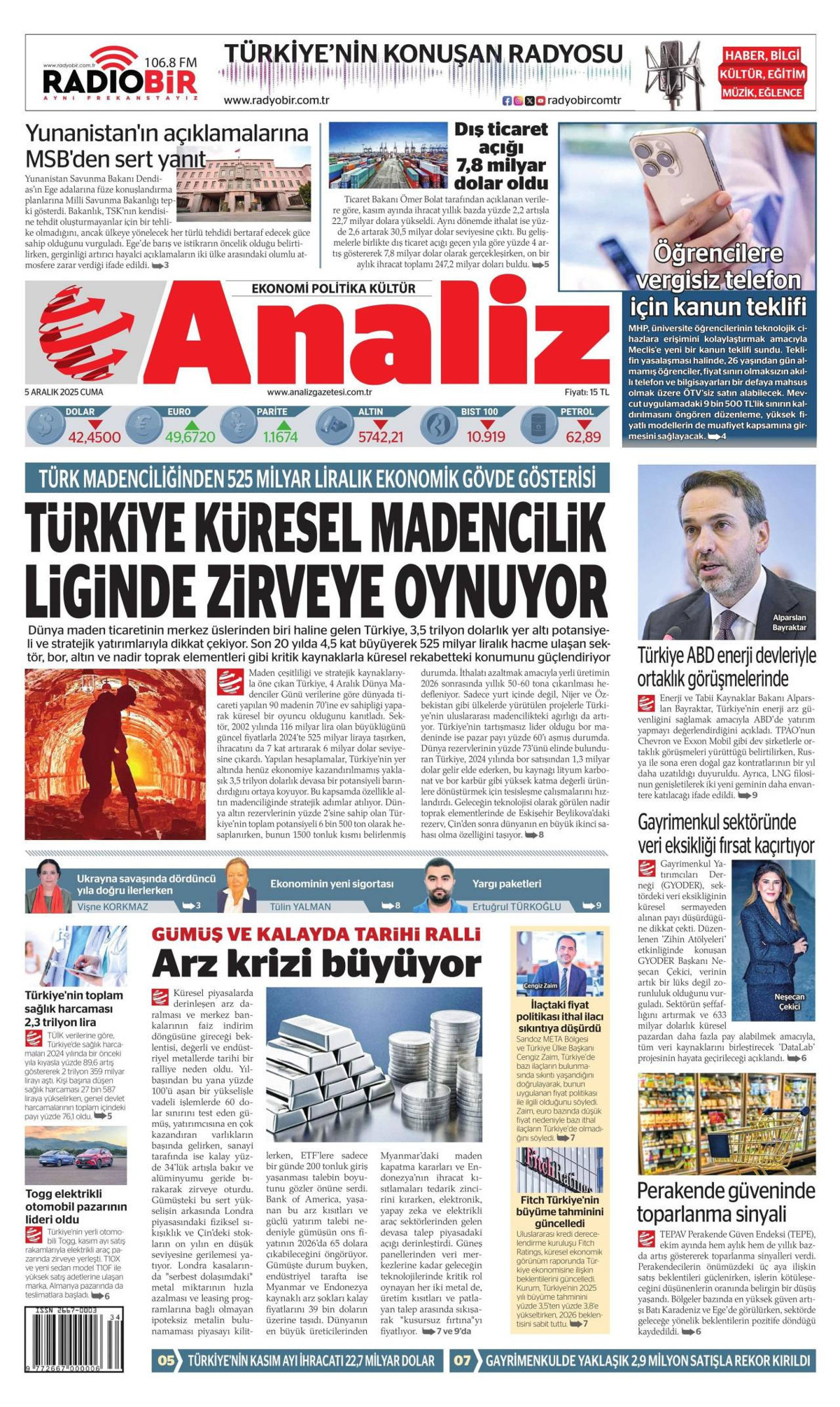 Analiz Gazetesi Manşeti