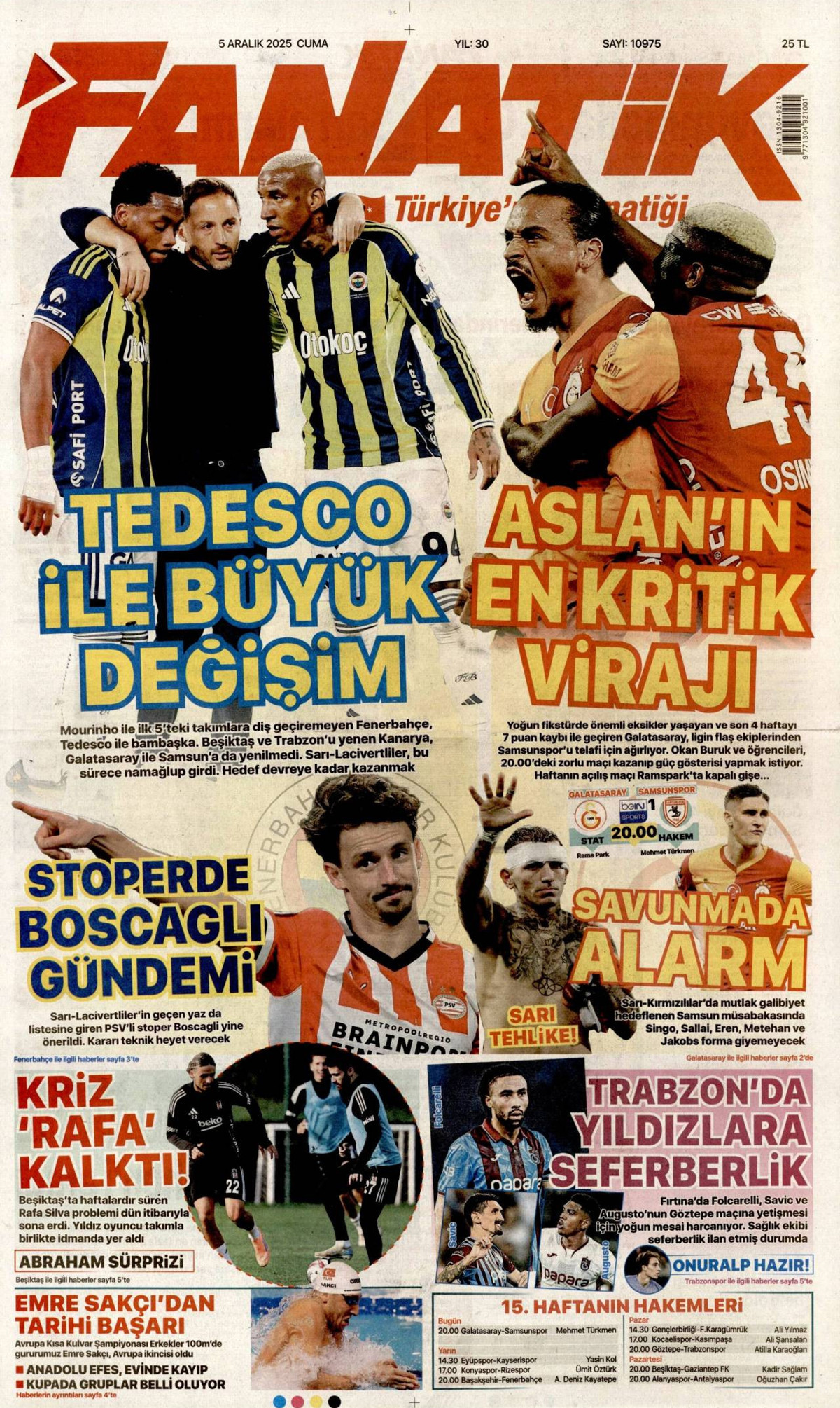 Fanatik Gazetesi Manşeti