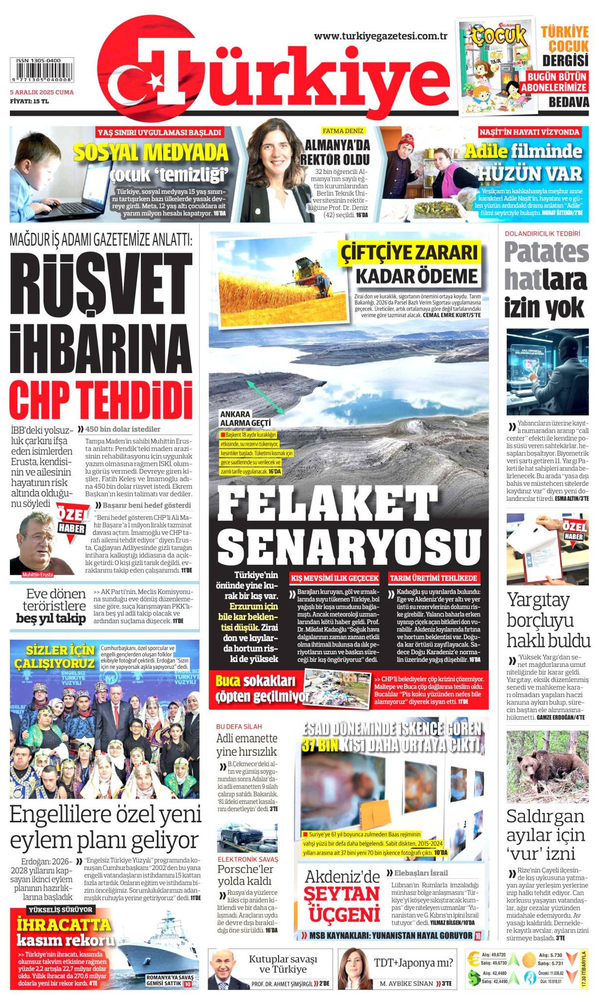 Türkiye Gazetesi Gazetesi Manşeti