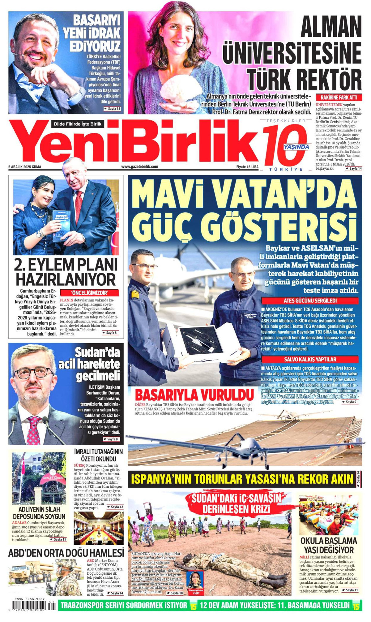 YeniBirlik Gazetesi Manşeti