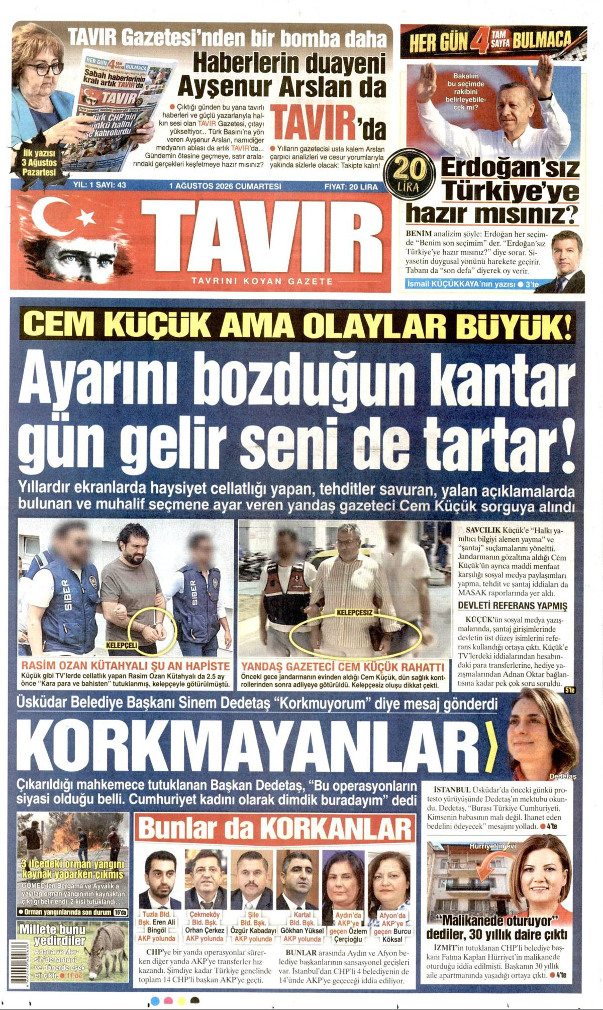Tavır Gazetesi Birinci Sayfa