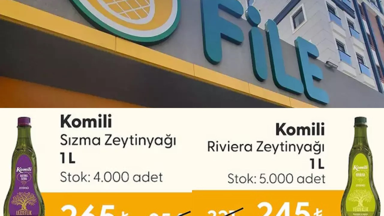 File Market'te zeytinyağı indirime girdi! Komili 1 litre Rivieare ve sızma zeytinyağı ucuzladı