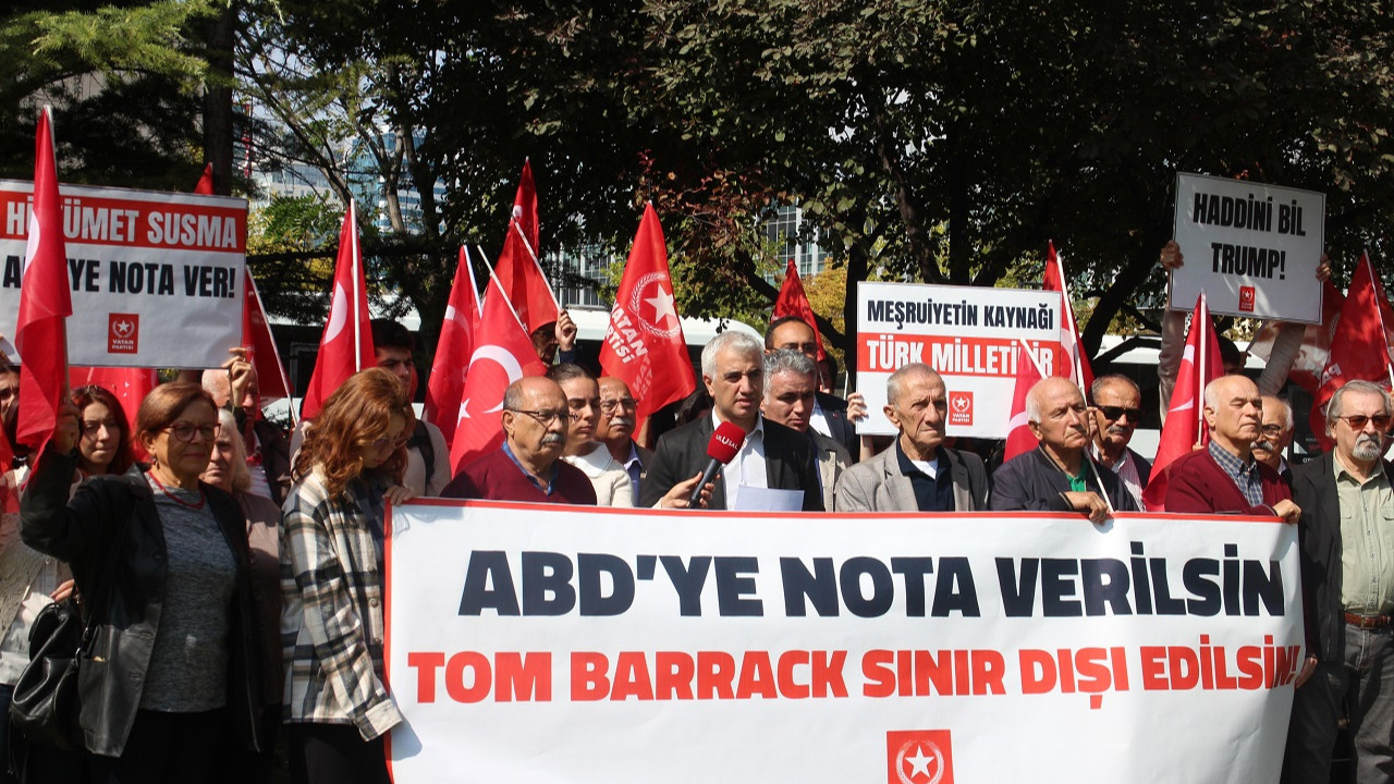 Vatan Partisi, ABD Büyükelçiliği önünden seslendi: Tom Barrack sınır dışı edilsin