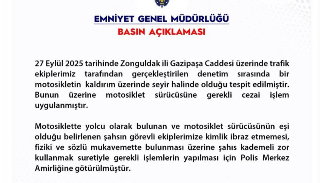 Zonguldak'taki polise mukavemete yönelik açıklama geldi