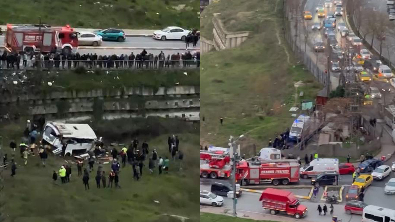 İstanbul'da kaza! İşçi servisi şarampole yuvarlandı