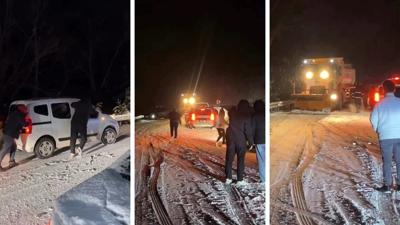 Bursa’da Oylat Kaplıcaları yolu kar nedeniyle kapandı: 20 araç mahsur kaldı