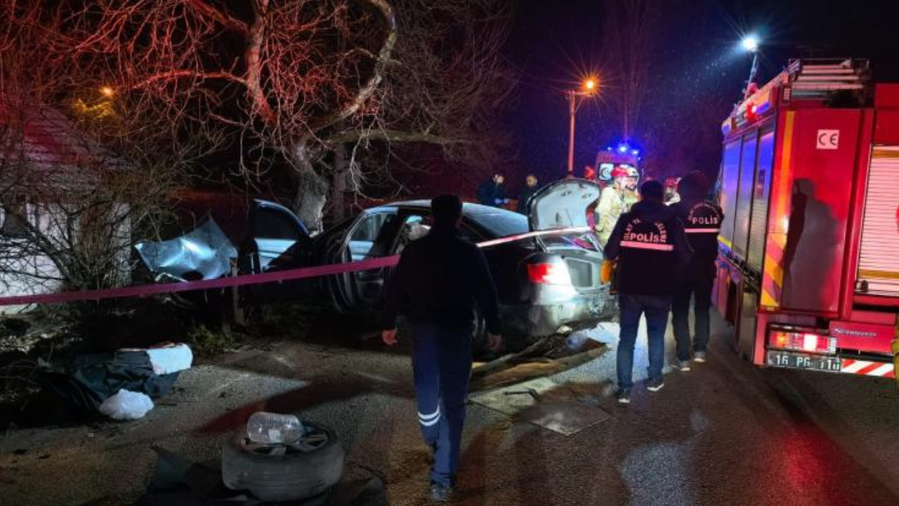 Bursa'da otomobil ağaca çarptı: 2 kişi öldü, 2 kişi yaralandı