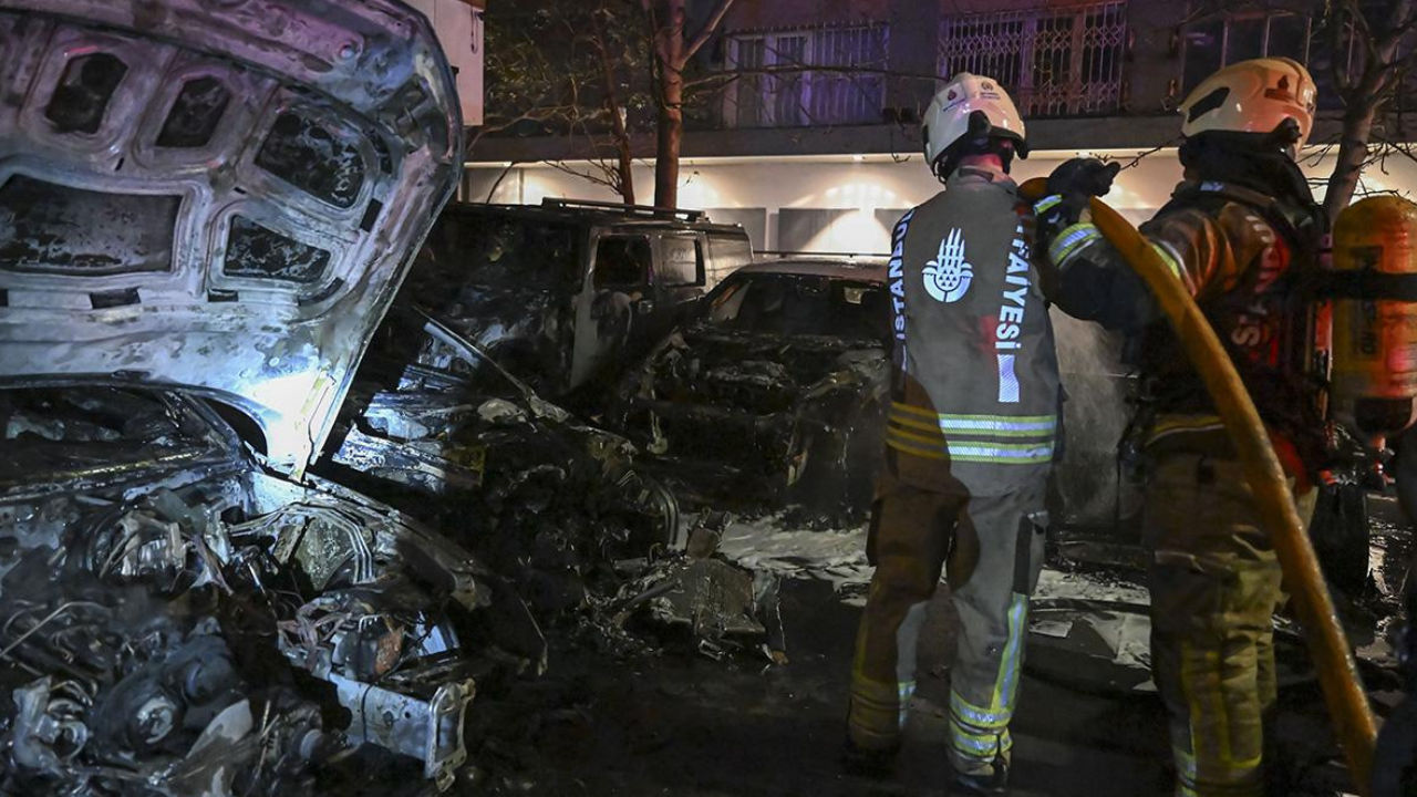 Bir araç yandı, 14 lüks araç kül oldu