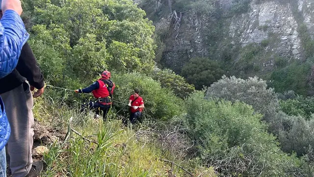 Çanakkale’de otomobil, uçurumdan yuvarlandı