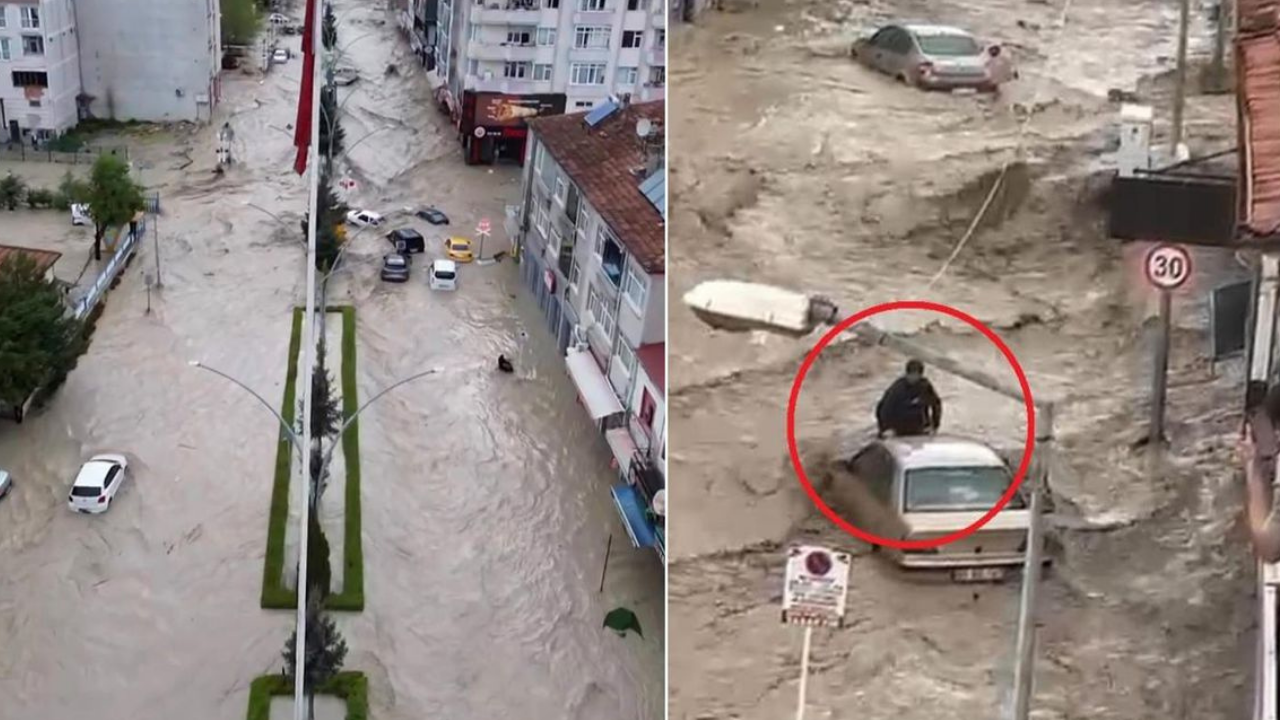 Samsun'da aşırı yağış sele neden oldu! Araçlar sürüklendi, evleri su bastı