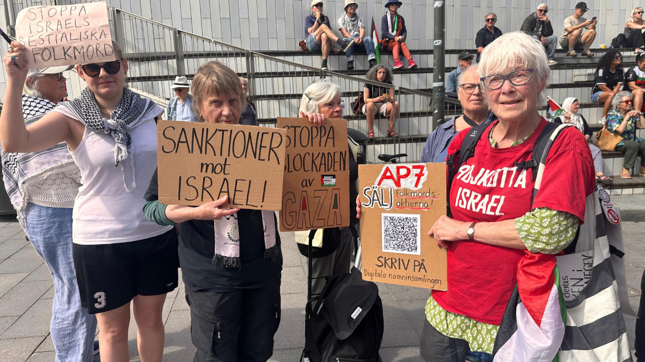 Stockholm'de İsrail'in saldırılarına karşı protesto