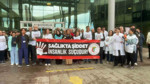Mudanya Devlet Hastanesi önünde sağlıkta şiddet açıklaması