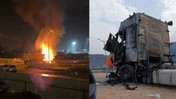 Hatay'da yanan hafriyat kamyonunda korkutan patlama!