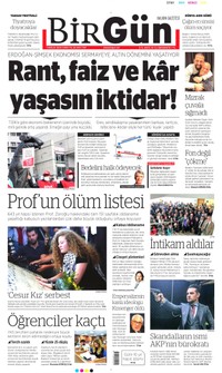 BirGün Gazetesi Manşeti
