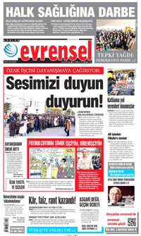 Evrensel Gazetesi Manşeti