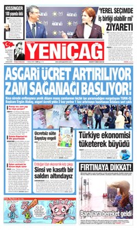 Yeniçağ Gazetesi Manşeti