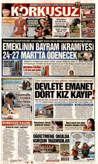 Korkusuz Gazetesi Manşeti