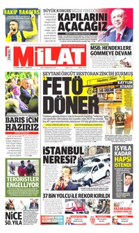 Milat Gazetesi Manşeti