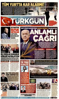 Türkgün Gazetesi Manşeti