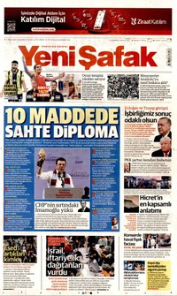 Yeni Şafak Gazetesi Manşeti