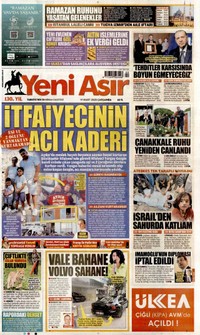 Yeni Asır Gazetesi Manşeti