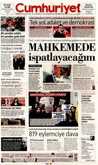 Cumhuriyet Gazetesi Manşeti