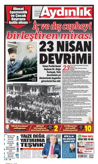 Aydınlık Gazetesi Gazetesi Manşeti