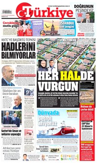 Türkiye Gazetesi Gazetesi Manşeti