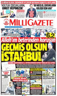 Milli Gazete Gazetesi Manşeti
