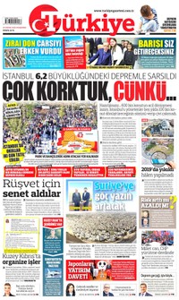 Türkiye Gazetesi Gazetesi Manşeti