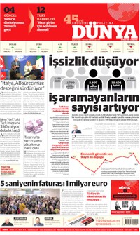 Dünya Gazetesi Manşeti