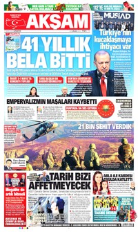 Akşam Gazetesi Manşeti