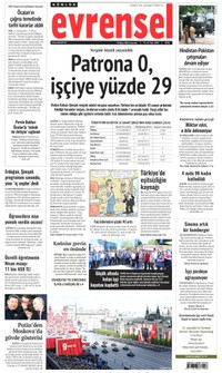Evrensel Gazetesi Manşeti