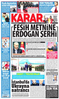 Karar Gazetesi Manşeti