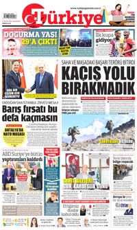 Türkiye Gazetesi Gazetesi Manşeti