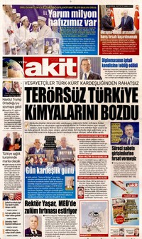 Yeni Akit Gazetesi Manşeti