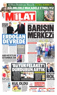 Milat Gazetesi Manşeti