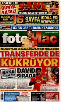 Fotomaç Gazetesi Manşeti
