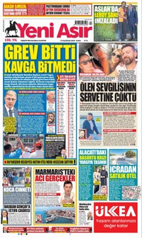 Yeni Asır Gazetesi Manşeti